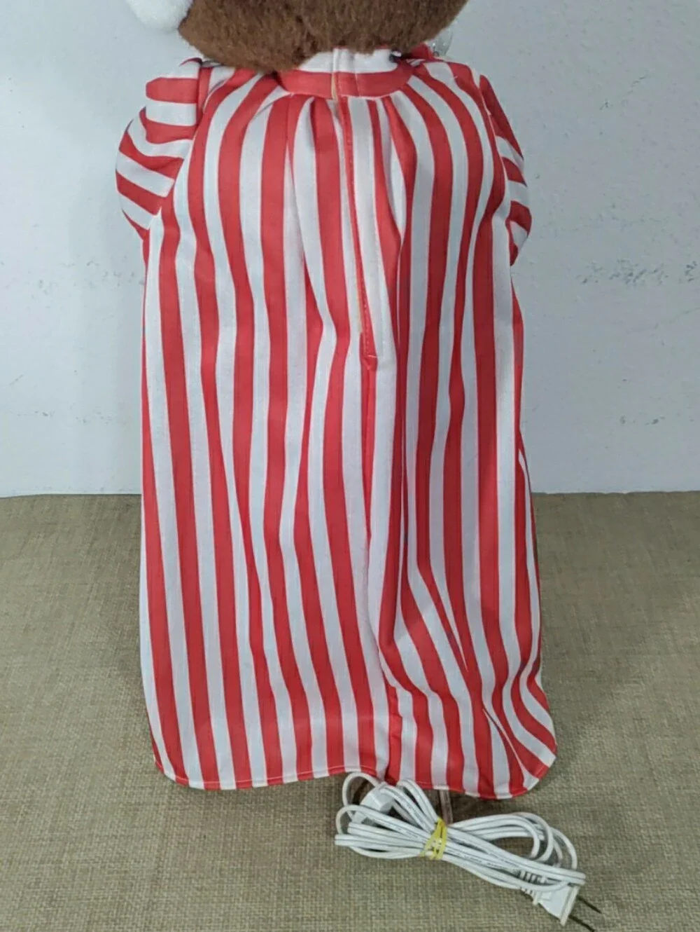 Vintage Telco Christmas Motionette Teddy Bear w/Candy Cane Striped Pajamas 24